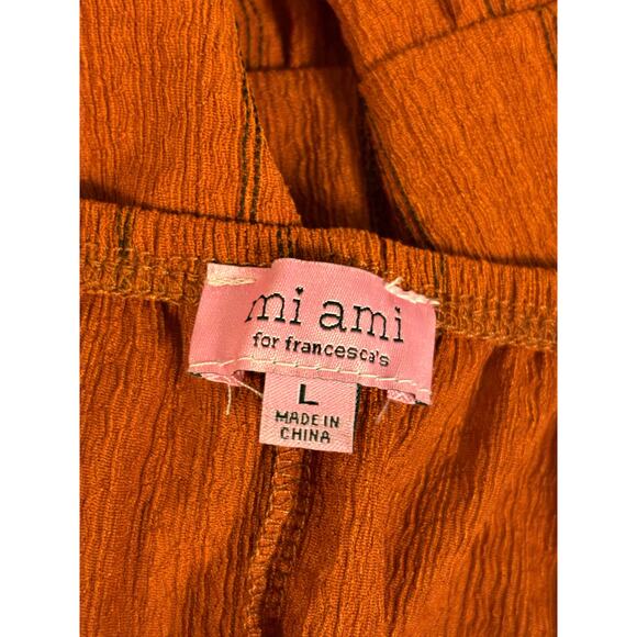 MI AMI FRANCESCA'S Dress Copper Boho Midi Fall Pockets Ruffle | LARGE - Picture 6 of 6